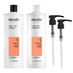 Nioxin System 4 Shampoo & Conditioner Prepack  For Color Treated Hair with Progressed Thinning  Pumps Included  33.8 fl oz (Packaging May Vary)