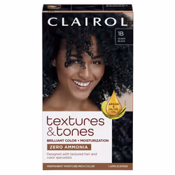 Clairol Textures & Tones Permanent Hair Dye 1B Silken Black Hair Color Pack of 1