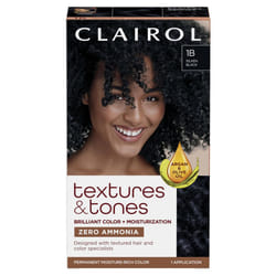 Clairol Textures & Tones Permanent Hair Dye  1B Silken Black Hair Color  Pack of 1