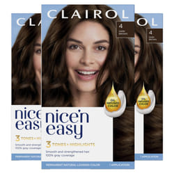 Clairol Nice'n Easy Permanent Hair Dye  4 Dark Brown Hair Color  Pack of 3