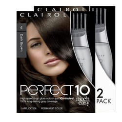 Clairol Nice'n Easy Perfect 10 Permanent Hair Dye  4 Dark Brown Hair Color  Pack of 2