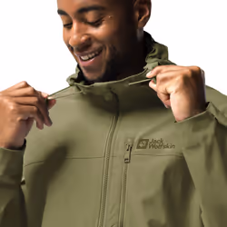 Jack Wolfskin Mens Desert Wind Hooded Windproof Walking Hiking Jacket - XL, Bay Leaf