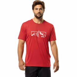 Jack Wolfskin Mens Peak Graphic Short Sleeve Crew Neck T-Shirt Top Tee - M, Red Glow