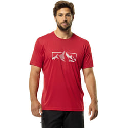 Jack Wolfskin Mens Peak Graphic Short Sleeve Crew Neck T-Shirt Top Tee - M, Red Glow