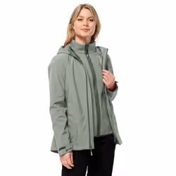 Jack Wolfskin Womens Moonrise 3 In 1 Waterproof Windproof Jacket - XS, Mint Leaf