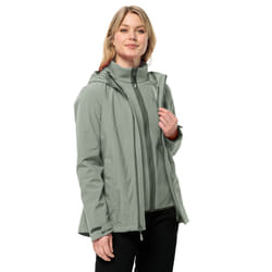 Jack Wolfskin Womens Moonrise 3 In 1 Waterproof Windproof Jacket - XS, Mint Leaf