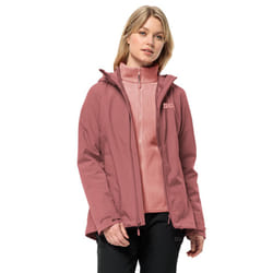 Jack Wolfskin Womens Moonrise 3 In 1 Waterproof Windproof Jacket - XS, Red Ochre