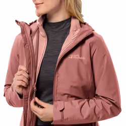 Jack Wolfskin Womens Moonrise 3 In 1 Waterproof Windproof Jacket - XS, Red Ochre