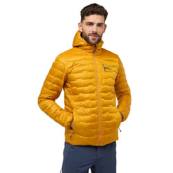 Jack Wolfskin Mens Passamani Down Water-Repellent Windproof Hooded Jacket - L, Safflower