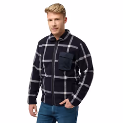 Jack Wolfskin Mens Felslicht Check Cosy Lined Sherpa Fleece Jacket - M, Dark Navy