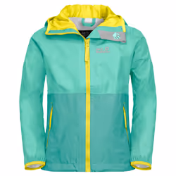 Jack Wolfskin Unisex Rainy Days Waterproof Windproof Boys Or Girls Kids Jacket - Age 6-8, Opal