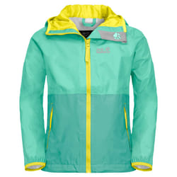 Jack Wolfskin Unisex Rainy Days Waterproof Windproof Boys Or Girls Kids Jacket - Age 6-8, Opal
