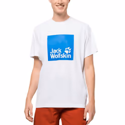 Jack Wolfskin Mens Ocean Logo Cotton Casual Crew Neck T-Shirt Top Tee - 2XL, White Rush