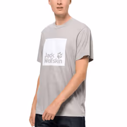Jack Wolfskin Mens Ocean Logo Cotton Casual Crew Neck T-Shirt Top Tee - M, Ash Grey