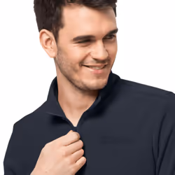 Jack Wolfskin Mens 2022 Taunus Half Zip Breathable Fleece Pullover Sweater - M, Night Blue