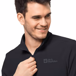 Jack Wolfskin Mens 2022 Taunus Half Zip Breathable Fleece Pullover Sweater - S, Black