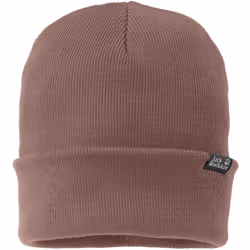 Jack Wolfskin Unisex Ribbed Fine Knit Cuffed Winter Warm Beanie Hat - One Size, Afterglow