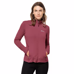 Jack Wolfskin Womens Peak Grid High Collar Midlayer Stretch Fleece Sweater - XS, Sangria Red