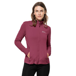 Jack Wolfskin Womens Peak Grid High Collar Midlayer Stretch Fleece Sweater - XS, Sangria Red
