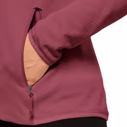 Jack Wolfskin Womens Peak Grid High Collar Midlayer Stretch Fleece Sweater - XS, Sangria Red