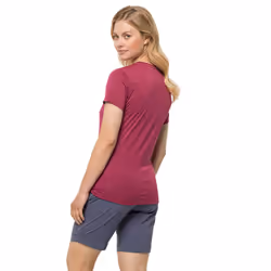 Jack Wolfskin Womens 2023 Crosstrail Wicking Quick Drying Graphic T-Shirt - XS, Sangria Red