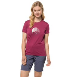 Jack Wolfskin Womens 2023 Crosstrail Wicking Quick Drying Graphic T-Shirt - S, Sangria Red