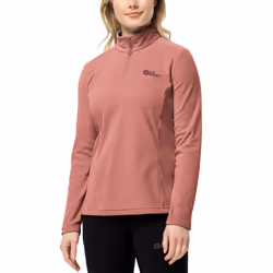 Jack Wolfskin Womens Taunus Half Zip Outdoor Warm Winter Pullover Fleece - XL, Blush Powder