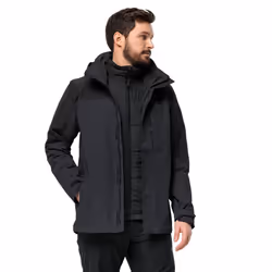 Jack Wolfskin Mens Romberg 3 In 1 Waterproof Windproof Hooded Jacket - L, Phantom