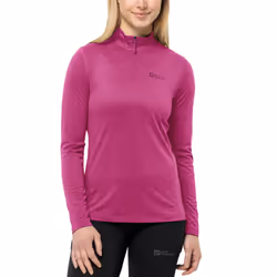 Jack Wolfskin Womens Sky Thermal Half Zip Baselayer Fleece Top - XL, New Magenta