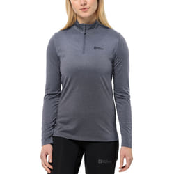 Jack Wolfskin Womens Sky Thermal Half Zip Baselayer Fleece Top - M, Dolphin