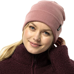Jack Wolfskin Womens Rib Cuffed Winter Warm Fine Knit Beanie Hat - One Size, Blush Powder