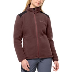 Jack Wolfskin Womens Kammweg Pile Full Zip High Neck Fleece Jacket - XL, Maroon