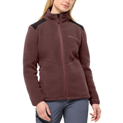 Jack Wolfskin Womens Kammweg Pile Full Zip High Neck Fleece Jacket - S, Maroon