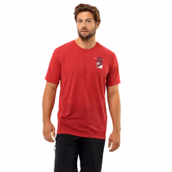 Jack Wolfskin Mens Vonnan Short Sleeve Moisture Wicking Graphic T-Shirt - M, Red Glow