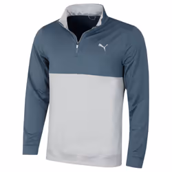 Puma Golf Mens Gamer Colourblock 1/4 Zip Moisture Wicking Sweater - S, Evening Sky/High Rise