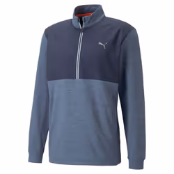 Puma Golf Mens Cloudspun WRMLBL Quarter Zip Wind Resistant Sweater - M, Navy Blazer/Evening Sky