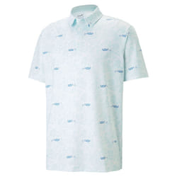 Puma Golf Mattr Moisture Wicking 4-Way Stretch Seaplanes Polo Shirt - XL, Tropical Aqua/Lake Blue