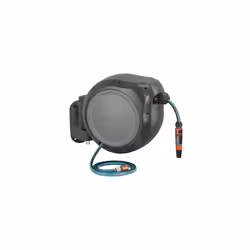GARDENA 8055 - 100 Foot Wall Mounted Retractable Reel with Hose Guide, Automatic retraction for Easy Watering, Gray
