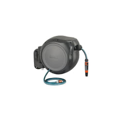 GARDENA 8055 - 100 Foot Wall Mounted Retractable Reel with Hose Guide, Automatic retraction for Easy Watering, Gray