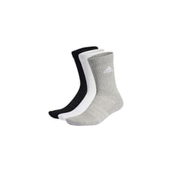 Unisex Cushioned Sportswear 3 Pairs Crew Socks, Medium Grey Heather/White/Black, M