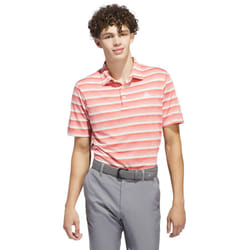adidas Golf Mens Two Colour Striped Sustainable Polo Shirt - M, Preloved Scarlet/Ivory