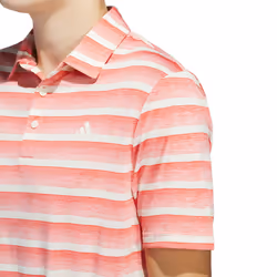 adidas Golf Mens Two Colour Striped Sustainable Polo Shirt - M, Preloved Scarlet/Ivory