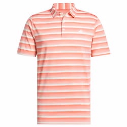 adidas Golf Mens Two Colour Striped Sustainable Polo Shirt - M, Preloved Scarlet/Ivory
