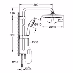 GROHE Vitalio Start System 250 shower system Black - Additional view 5