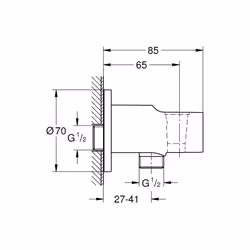 Vitalio Universal Wall Union with Shower Outlet Elbow 1/2 Inch and Wall Holder Male Thread for Hand Showers, Matt Black, 269622431