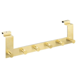 Over the Door Hanger Hooks - Coat Rack with 6 Knobs for Doors with a Step - up to 4cm Thick - Stainless Steel Gold