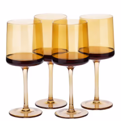 Amber Tinted Wine Glasses - Set of 4 - Coloured Wine Glasses with Stems - Stylish Design Glassware for Serving Wine, Cocktail ...
