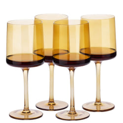 Amber Tinted Wine Glasses - Set of 4 - Coloured Wine Glasses with Stems - Stylish Design Glassware for Serving Wine, Cocktails, Dessert