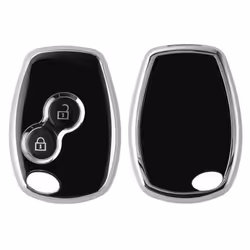 Key Cover Compatible with Renault Dacia 2 Button Car Key - Car Key Fob Case Protector - Black/Silver