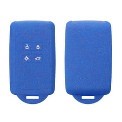 Key Cover Compatible with Renault 4 Button Car Key Smart Key (only Keyless Go) Key Cover - Silicone Glitter Fob Case - Dark Blue